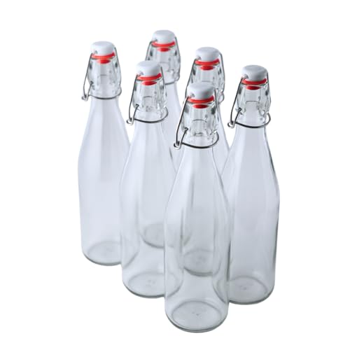 FastRack Swing Top Glass Bottles |16 oz – Pack of 6 | Clear, Flip Top Glass Bottles for Home Brewing, Carbonated Drinks, Kombucha, Fermentation, Water | Food Grade – ECO Friendly - size: 6 Pack