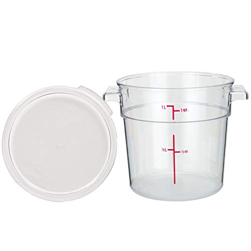 Tiger Chef 1 Quart Commercial Grade Clear Food Storage Round Polycarbonate Containers With Clear Lids - size: 1 Quart