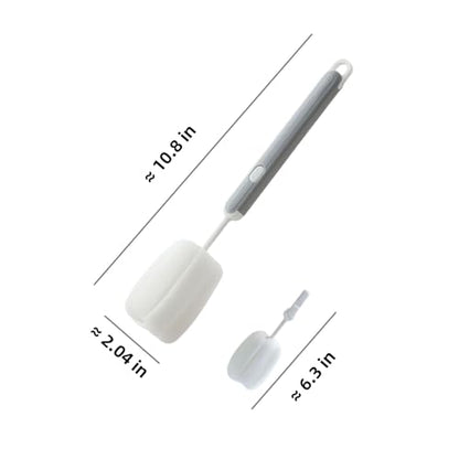 Bottle Brush Long Handle Cup Cleaner Brush Sponge Bottle Scrubber Detachable Handle Portable Sponge Cleaning Brush for Cups Wine Glasses Water Bottles Baby Bottles and Vacuum Flasks (Grey) - color: Gray