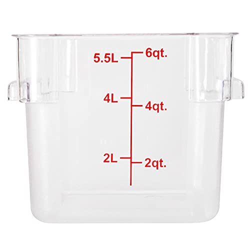 Restaurantware Met Lux 6 Quart Brine Buckets 10 Square Marinating Containers - With Volume Markers Built-In Handles Clear And Red Plastic Dough Rising Buckets Freezer-Safe Lids Sold Separately - size: 6 Quarts, style: 10 Count