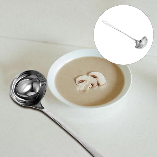 Zerodeko Stainless Steel Ladle with Pouring Spout – Metal Soup & Canning Spoon for Kitchen Use