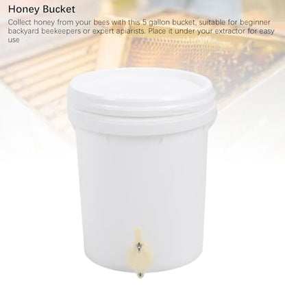 5 Gallon Honey Bucket with Gate Valve Tight Lid Portable Handle Beekeeping Container HDPE Plastic 19L for Easy Honey Extraction Beekeepers Apiary Home Commercial Use