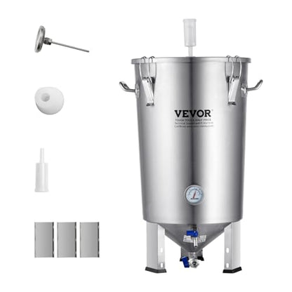 VEVOR Fermentation tank 8 Gallon Stainless Steel Beer Brew Fermentor Brew Bucket Fermentor for Home Brewing with Conical Base Brewing Equipment - size: 8 Gal-Fermenter1.0