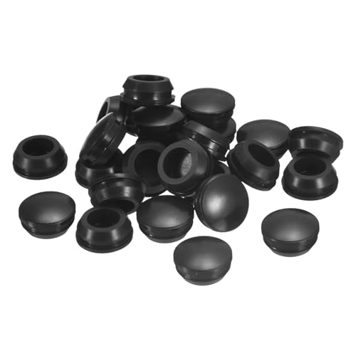 UXCELL 25pcs Silicone Plugs - Rubber Round Snap-in Locking Hole Stoppers for 14-15mm Hole, Waterproof for Metal Tube & Furniture End Caps, Black - size: 14-15mm