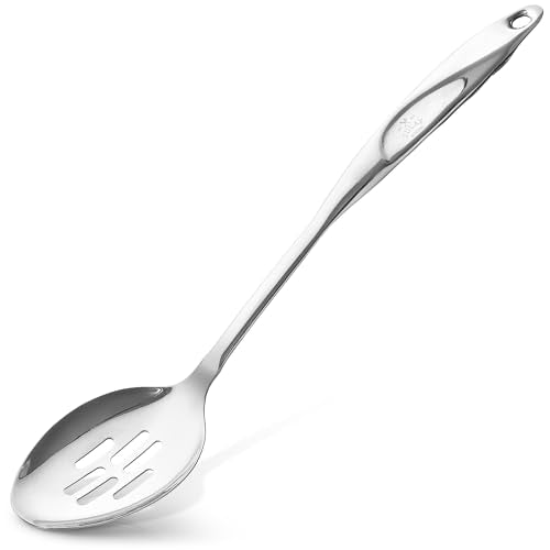 Zulay Kitchen Stainless Steel Slotted Spoon - 15” Large Cooking & Serving Spoon with Ergonomic Handle - Durable, Rust-Proof, Heat-Resistant & Dishwasher Safe Kitchen Utensil for Cooking and Buffets - size: Slotted Spoon