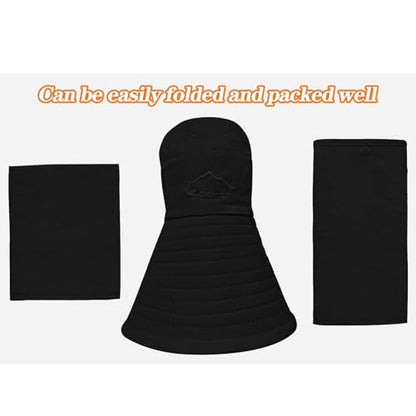Sun Hats for Men Women Fishing Hat UPF 50+ Breathable Wide Brim Summer UV Protection Hat - color: Black(with Face Cover & Neck Flap )