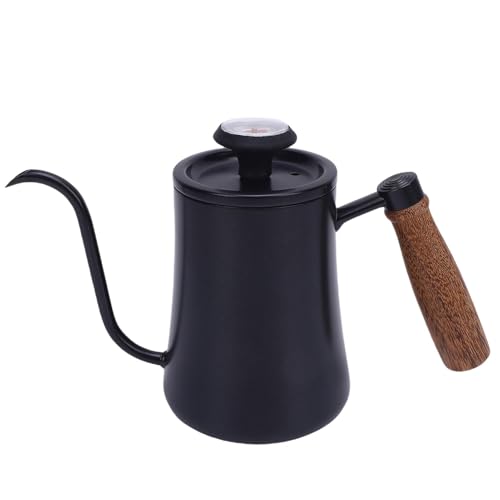 Aramox Pour Over Kettle, 600ML Stainless Steel Coffee Pot with Thermometer, Precision Control for Home Barista and Tea Lovers (Black) - color: Black