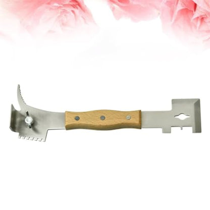YARNOW Multifunctional Bee Hive Scraper Tool with Wooden Handle and Stainless Steel Blade for Heavy Duty Beekeeping Supplies, Efficiently Scrape Off Beeswax and Harvest Honey