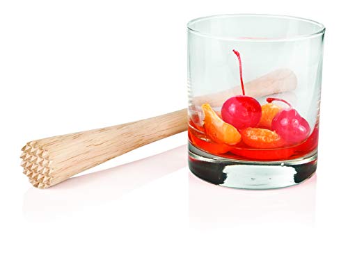 True Smash Wooden Muddler for Cocktails with Ergonomic Contoured Handle, Durable Cocktail Muddlers, Herbs and Fruit Crushers, Home Bar Accessories, 9.75", Set of 1 - color: Wood