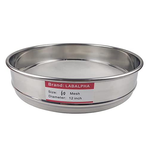 LABALPHA 60 Mesh Lab Sieves, #60 Mesh Test Sieve, 8'' Diameter, 304 Stainless Steel Wire Cloth (0.3mm) - size: 60 mesh (0.3mm)