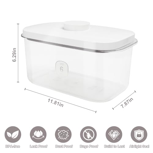 Airtight Rice Container with Measuring Cup, BPA-Free Clear PET Plastic Food Storage Container Pantry Organizers and Storage Sugar Cookies Flour Rice Container (6 L / 6.34 QT) - size: 6 L / 6.34 QT