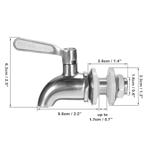BTSKY 2 Pack Stainless Steel Beverage Dispenser Replacement Spigot Fits 16mm（5/8 inch）Opening - No Lead Dispenser Replacement Faucet, Polished Finish - color: Sliver-2 Pack