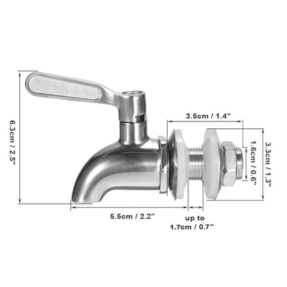 BTSKY 2 Pack Stainless Steel Beverage Dispenser Replacement Spigot Fits 16mm（5/8 inch）Opening - No Lead Dispenser Replacement Faucet, Polished Finish - color: Sliver-2 Pack