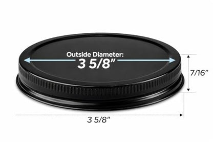 89mm (3.5") Black Steel Lid – Food-Grade, Leak-Resistant 89/400 Cap for Wide-Mouth Glass Jars (3 Pack, Jars Not Included) | The Kombucha Company - color: Black, size: Steel