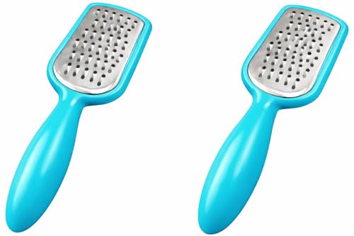 2 Pcs. Stainless Steel Mini Grater Cheese Garlic Nutmeg Chocolate 5" BPA Free (Blue) - color: Blue
