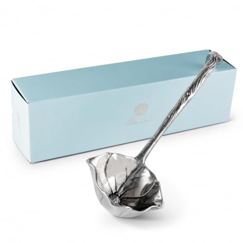 Arthur Court Magnolia Pattern Aluminum Serving Ladle - Elegant Punch/Soup Ladle for Entertaining - 12.5 Inch Long - size: 12.5 inches Magnolia