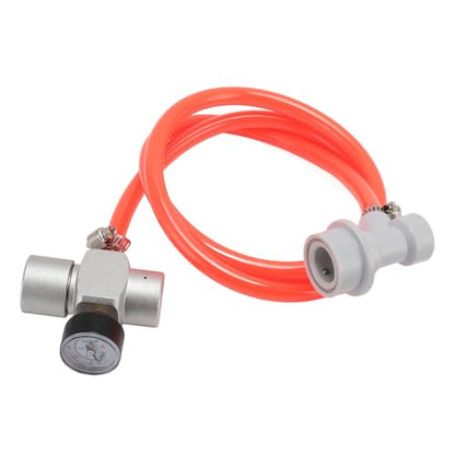 Mini Keg Regulator, Automatic Stainless Steel CO2 Pressure Regulator with 1m Red Hose for Homebrew, Coffee, Soda