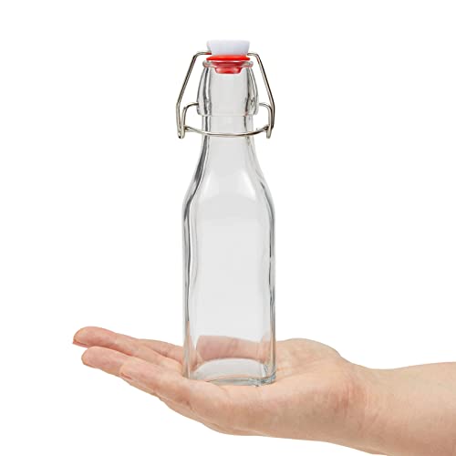 Juvale 6 Pack 8 oz Swing Top Glass Bottles with Stoppers, Cleaning Brush - Hot Sauce Bottles for Vanilla Extract, Infused Oil, Syrup, Homemade Kombucha