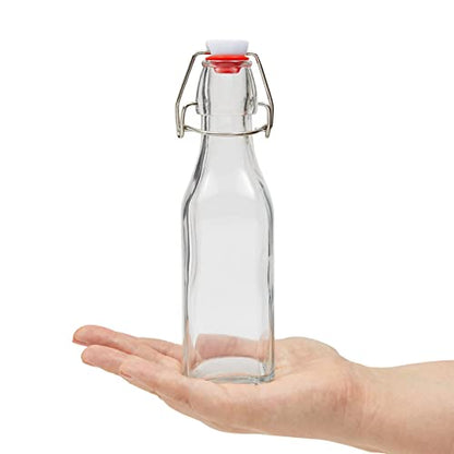 Juvale 6 Pack 8 oz Swing Top Glass Bottles with Stoppers, Cleaning Brush - Hot Sauce Bottles for Vanilla Extract, Infused Oil, Syrup, Homemade Kombucha