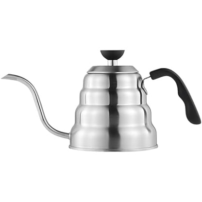 40.6 US fl oz Stainless Steel Goose Neck Coffee Kettle, 1.2 L Pour Over Coffee Maker, Leak Reducing Design, Precise Flow Control, Black Resin Handle, Detachable Thermometer