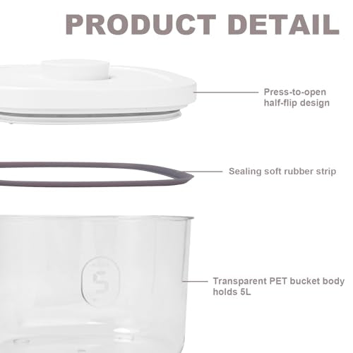 Airtight Rice Container with Measuring Cup, BPA-Free Clear PET Plastic Food Storage Container Pantry Organizers and Storage Sugar Cookies Flour Rice Container (5 L /5.28 QT) - size: 5 L /5.28 QT