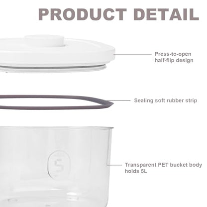 Airtight Rice Container with Measuring Cup, BPA-Free Clear PET Plastic Food Storage Container Pantry Organizers and Storage Sugar Cookies Flour Rice Container (5 L /5.28 QT) - size: 5 L /5.28 QT