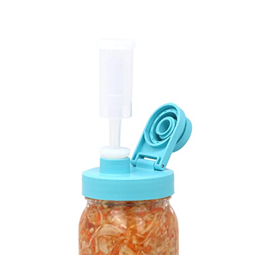 Brewing America Fermentation Kit Lids for Wide Mouth Mason Jars (Jars Not Included) Teal Fermenting Kit - color: Teal