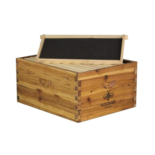 Hoover Hives 10 Frame Langstroth Deep Brood Box Dipped in 100% Beeswax Includes Wooden Frames & Waxed Foundations (Assembled)