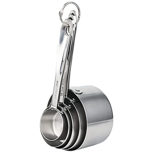 Stainless Steel Measuring Cups and Spoons Set of 12, 5 Dry Measuring Cups and 6 Measuring Spoons With Leveler for Kitchen