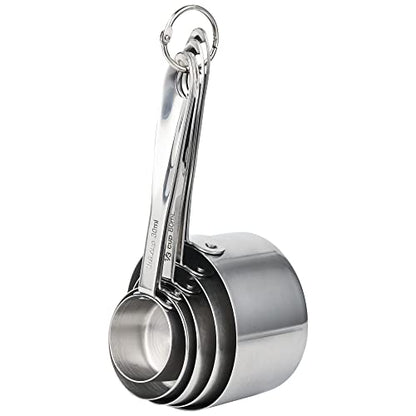 Stainless Steel Measuring Cups and Spoons Set of 12, 5 Dry Measuring Cups and 6 Measuring Spoons With Leveler for Kitchen