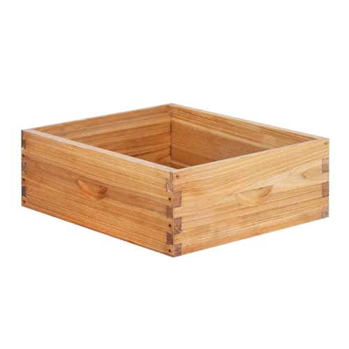 MayBee 10-Frame Medium Super Bee Hive Body Unassembled Wax Coated Langstroth Beehive Box for Beekeeping, Beekeeping Supplies (No Frame & Foundation)
