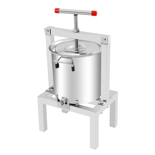 Large Bee Honey Press Extractor, Household Manual Honey Press Machine, Beeswax Presser 10L Stainless Steel Household Grape Fruit Juice Wine Making Equipment - size: 10L/2.6 Gal