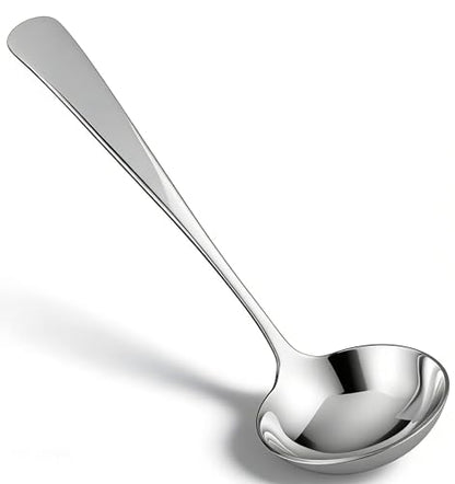 7.9 Inch Small Soup Ladle, Stainless Steel Gravy Ladle Stainless Steel Mirror Polished for Spooning Sauces or Gravies (Silver)