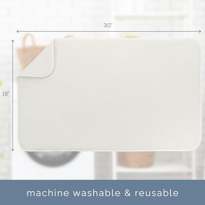 S&T INC. Dish Drying Mat Jumbo, 18” x 30”, Absorbent Microfiber Kitchen Counter Mat, Dish Drying Pad for Dishes, Utensils, Pots and Pans, Jumbo, Cream - size: 18" x 30"
