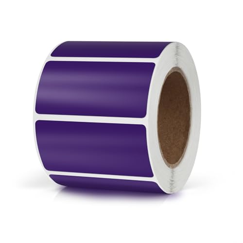 Purple Rectangle Stickers 2 x 1 Inch Color Coding Labels Vinyl Roll Self-Adhesive Waterproof Removable 500 PCS - color: Purple