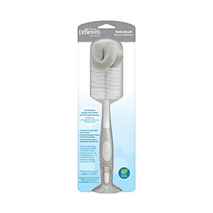 Dr. Brown's Baby Bottle Cleaning Brush with Sponge, Scrubber and Nipple Cleaner, Grey 12 Pack - color: Gray Bottle Brush, size: 12-Pack