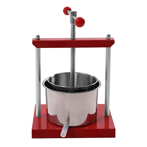 Cider Press, 1.6 Gallon/6L Stainless Steel Cheese Tincture Fruit Wine Manual Press Machine, Portable Cheese Fruit Tincture Barrels Press Machine With Heavy Duty Base For Making Wine or Juice