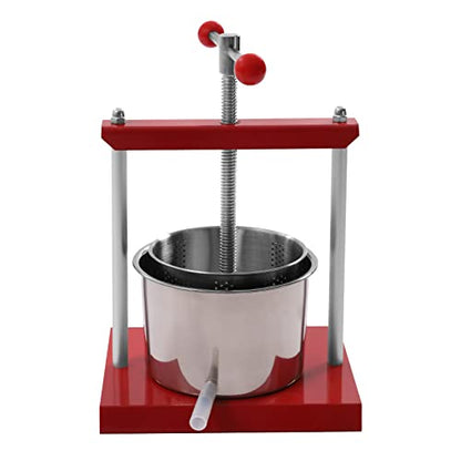 Cider Press, 1.6 Gallon/6L Stainless Steel Cheese Tincture Fruit Wine Manual Press Machine, Portable Cheese Fruit Tincture Barrels Press Machine With Heavy Duty Base For Making Wine or Juice