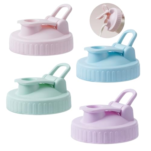 Wide-Mouth Mason Jar Pour Spout Lid - 4 Pack Colorful No Leak Mason Jar Pour Spout Lid, Mason Jar Drinking Lids with Flip Top Easy to Use, No Dripping, Easy to Clean Fit for Mason Jar Pitcher - color: Colorful, size: Wide Mouth