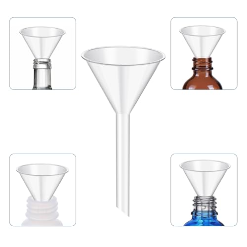 25Pcs 3.5 Inch Plastic Funnels, Wide Mouth Funnels for Kitchen Use Filling Bottles, Versatile Large Funnel with Long Reaching Spout for Oil, Perfume, Spices