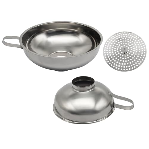 Stainless Steel Wide Mouth Canning Funnel for Kitchen Use & Regular Mason Jar(2 Pcs funnels, Strainer)