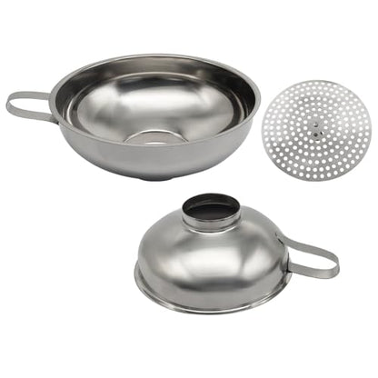 Stainless Steel Wide Mouth Canning Funnel for Kitchen Use & Regular Mason Jar(2 Pcs funnels, Strainer)