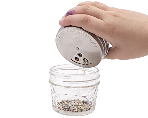 Mason Jar Lifestyle Adjustable Spice Shaker Lids for Regular Mouth Mason Jars – 4 Pack Stainless Steel Tops with Shaker and Pour Options – Seasoning Dispenser Lids - size: Regular Mouth