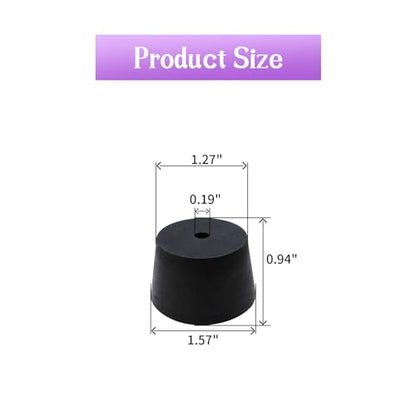 6Pcs Solid Rubber Stopper Bungs with Hole 33mm to 41mm Solid Test Tubes Bungs Stopper for Flask, Plug Holes and Test Tube(Black) - size: 33mm to 41mm