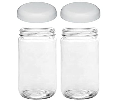 Jarming Collections Mason Jars - 32 Oz Extra Wide Mouth Glass Jars with Lids - Quart Containers - Made in USA (2 White Dome Plastic Lids) - color: 2 White Dome Plastic Lids