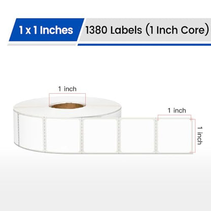 L LIKED 1" x 1" Square Thermal Labels, Removable Labels with No Residue, Water and Oil Resistant, Use for Both Home and Office (1 Roll, 1380 Labels) - size: 1x1-1380