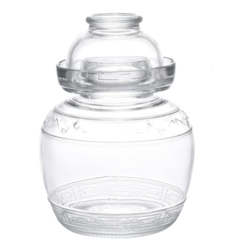 Pickle Jar, 1.5 Liter Fermentation Kimchi Jar with Water Seal Lid | Food Grade, Clear Glass, for Making Pickles Kimchi Sauerkraut and Fermenting Vegetables Relishes Fruits, Kombucha - size: 1.5L
