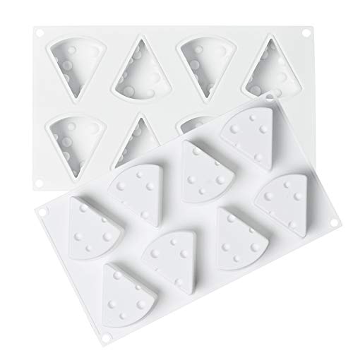 OCPO KITCHEN Cheese Silicone Baking Mold for Mousse Cake, CheeseCake, French Dessert, Pastry, Chocolate, Ice Cream, Pudding, Cake Decoration Mold, 3D Cheese Shape (8-Cavity) - style: Cheese (8-Cavity)