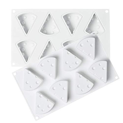OCPO KITCHEN Cheese Silicone Baking Mold for Mousse Cake, CheeseCake, French Dessert, Pastry, Chocolate, Ice Cream, Pudding, Cake Decoration Mold, 3D Cheese Shape (8-Cavity) - style: Cheese (8-Cavity)