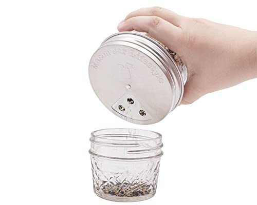 Mason Jar Lifestyle Adjustable Spice Shaker Lids for Wide Mouth Mason Jars – 4 Pack Stainless Steel Tops with Shaker and Pour Options – Seasoning Dispenser Lids - size: Wide Mouth